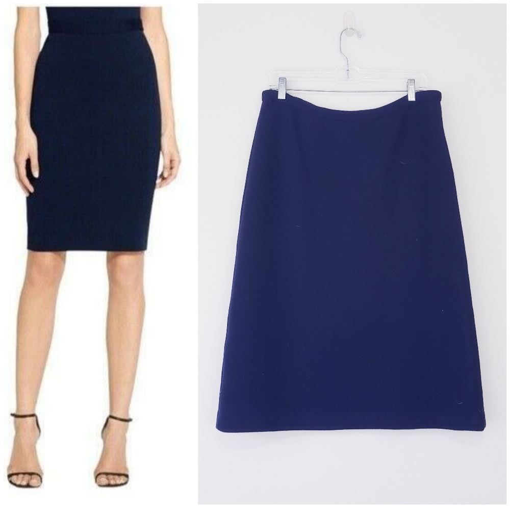 Navy Blue Knit Skirt Vintage Size 12 A-Line Skirt Knee Length Old Money